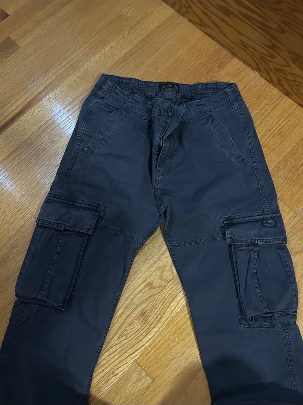 Super dry Mens Cargo Pants in Dark Navy - Utility Pocket Design